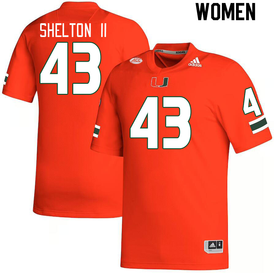 Women #43 Rocky Shelton II Miami Hurricanes College Football Jerseys Stitched Sale-Orange - Click Image to Close